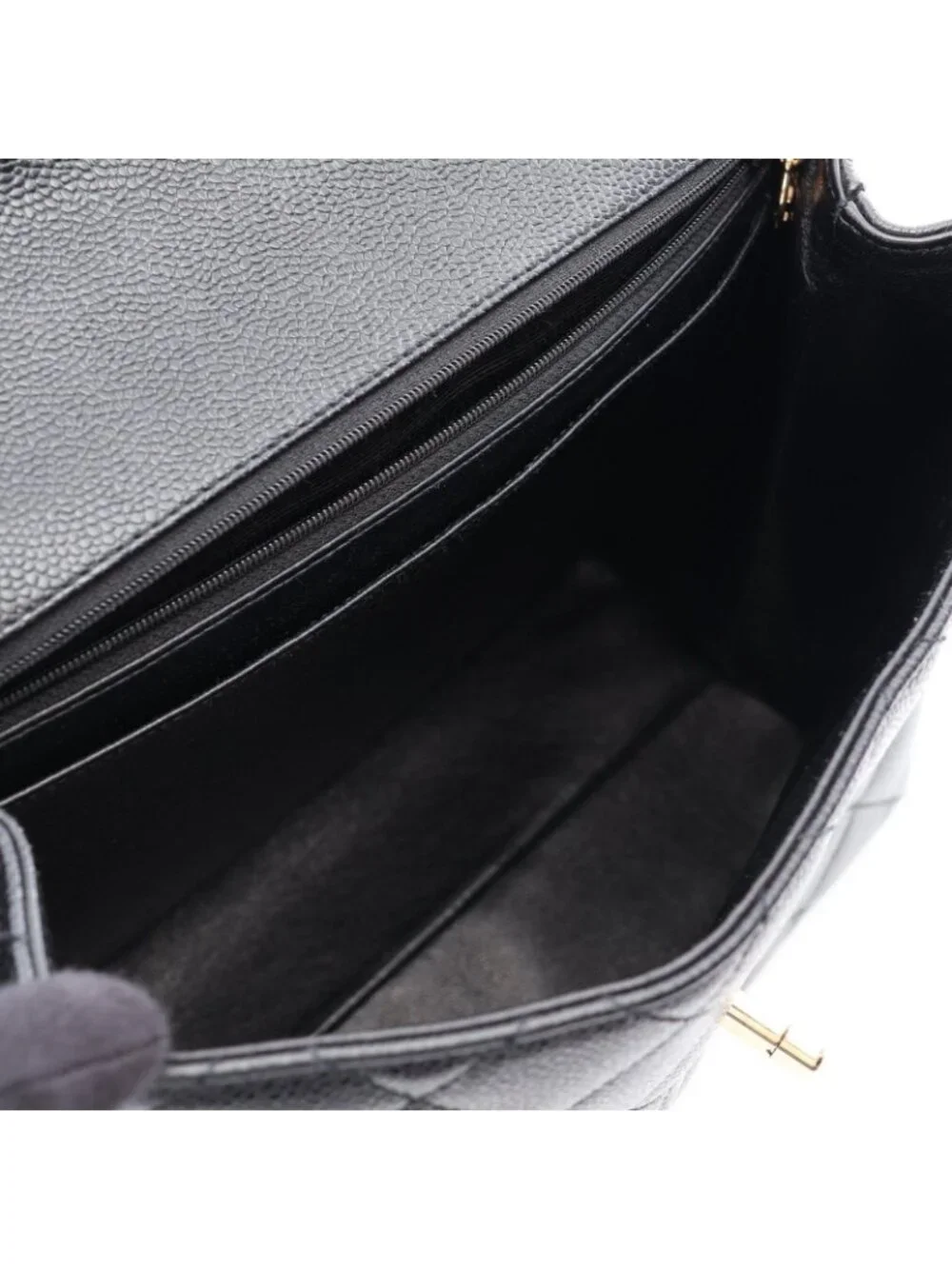 Chanel Handbag Quilted Black Caviar Leather